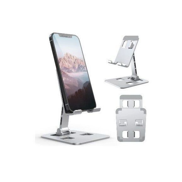 Cell Phone/Tablet Desktop Adjustable Stand Color Silver - Picture 1 of 6